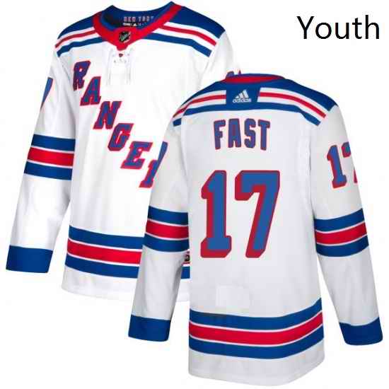 Youth Adidas New York Rangers 17 Jesper Fast Authentic White Away NHL Jersey